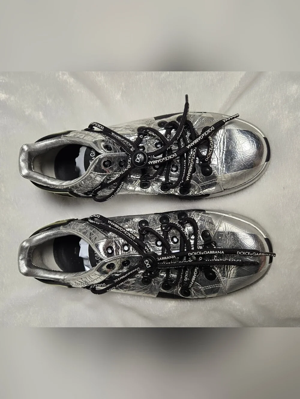 Dolce & Gabbana Metallic Silver and Black Men’s Chunky Sneakers